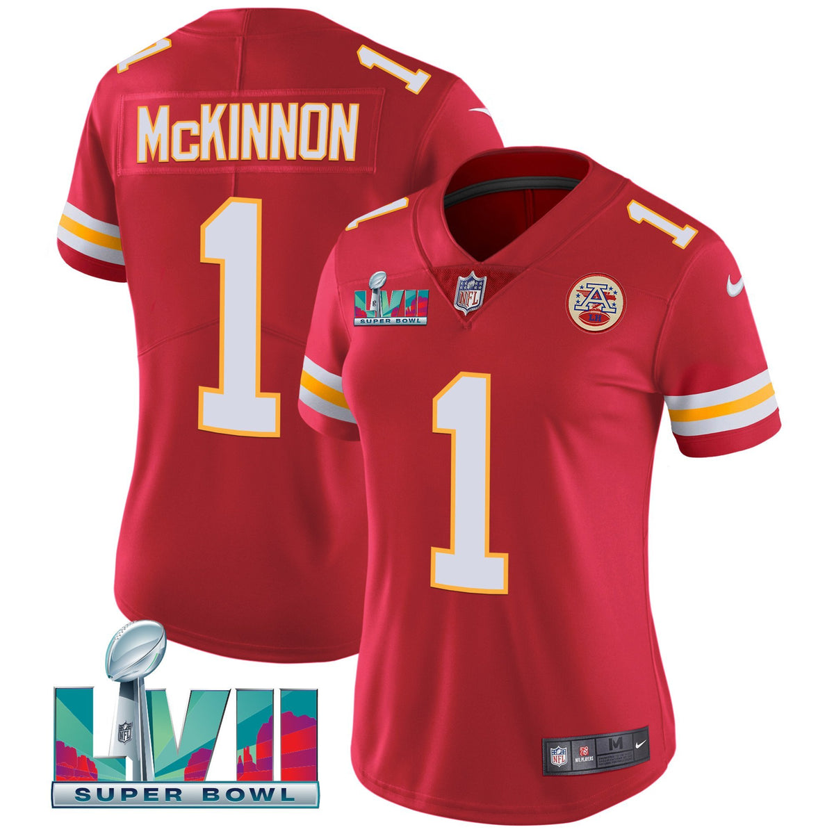 Women's Chiefs Super Bowl LVII Red Gold Vapor Jersey - All Stitched - Red - Jerick McKinnon — view 1