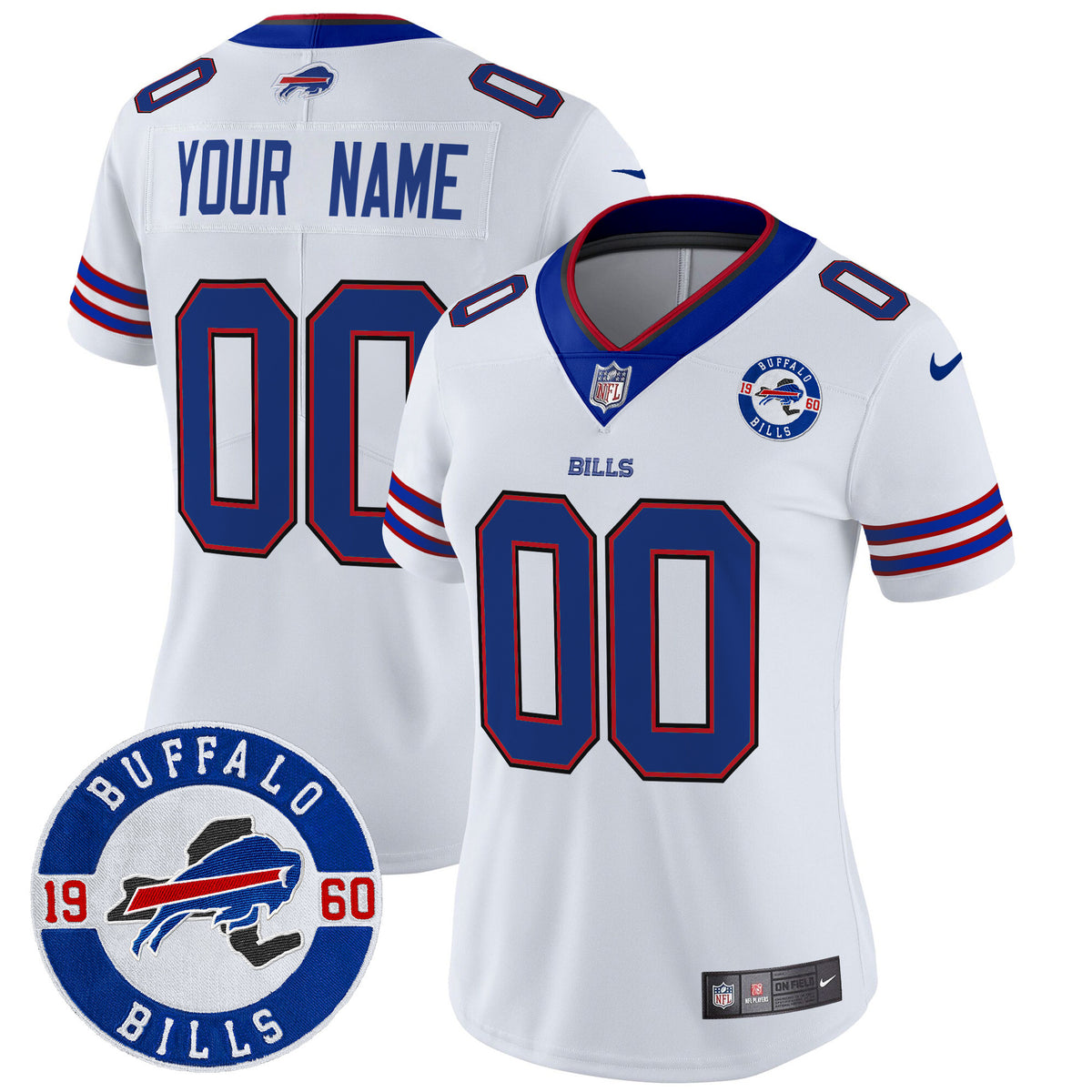 Buffalo Bills 2024 Vapor Limited Custom Jersey - Est. 1960 Patch - All Stitched - White — view 1