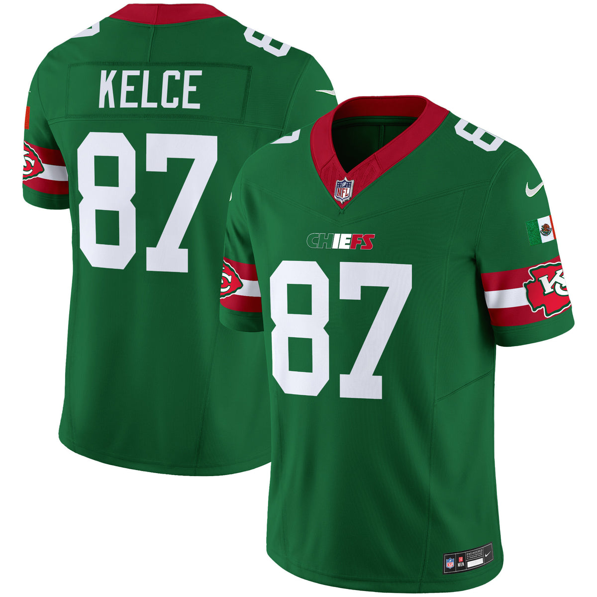 Men's Chiefs Mexico Vapor Limited Jersey - All Stitched - Green - Travis Kelce — view 1