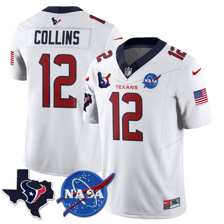 Men’s Houston Texans Nasa Patch City Edition Jersey - All Stitched - Nico Collins - White — view 1