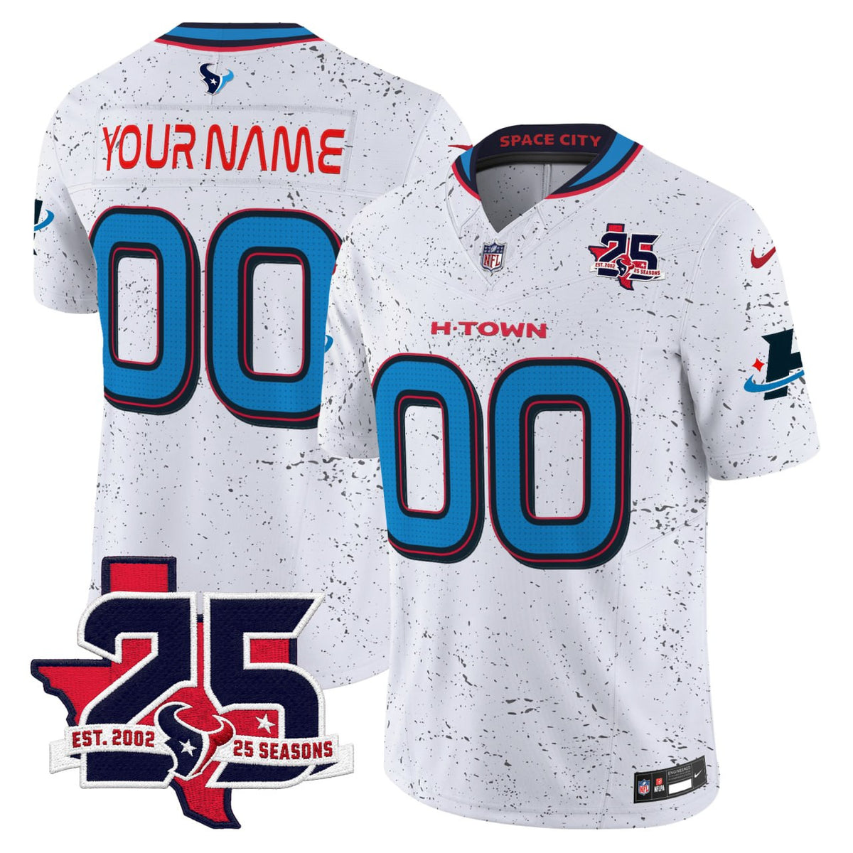 Houston Texans White Custom Jersey - All Stitched - Custom — view 1