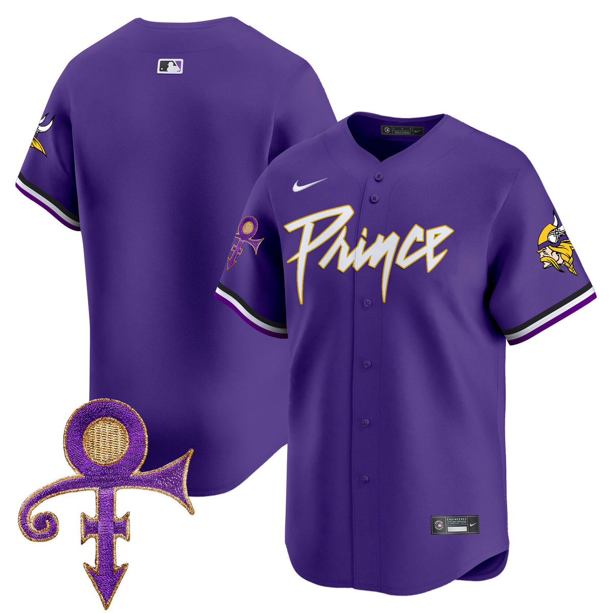Men's Minnesota Vikings Prince Patch Vapor Premier Limited Jersey - All Stitched - Purple - Team — view 1