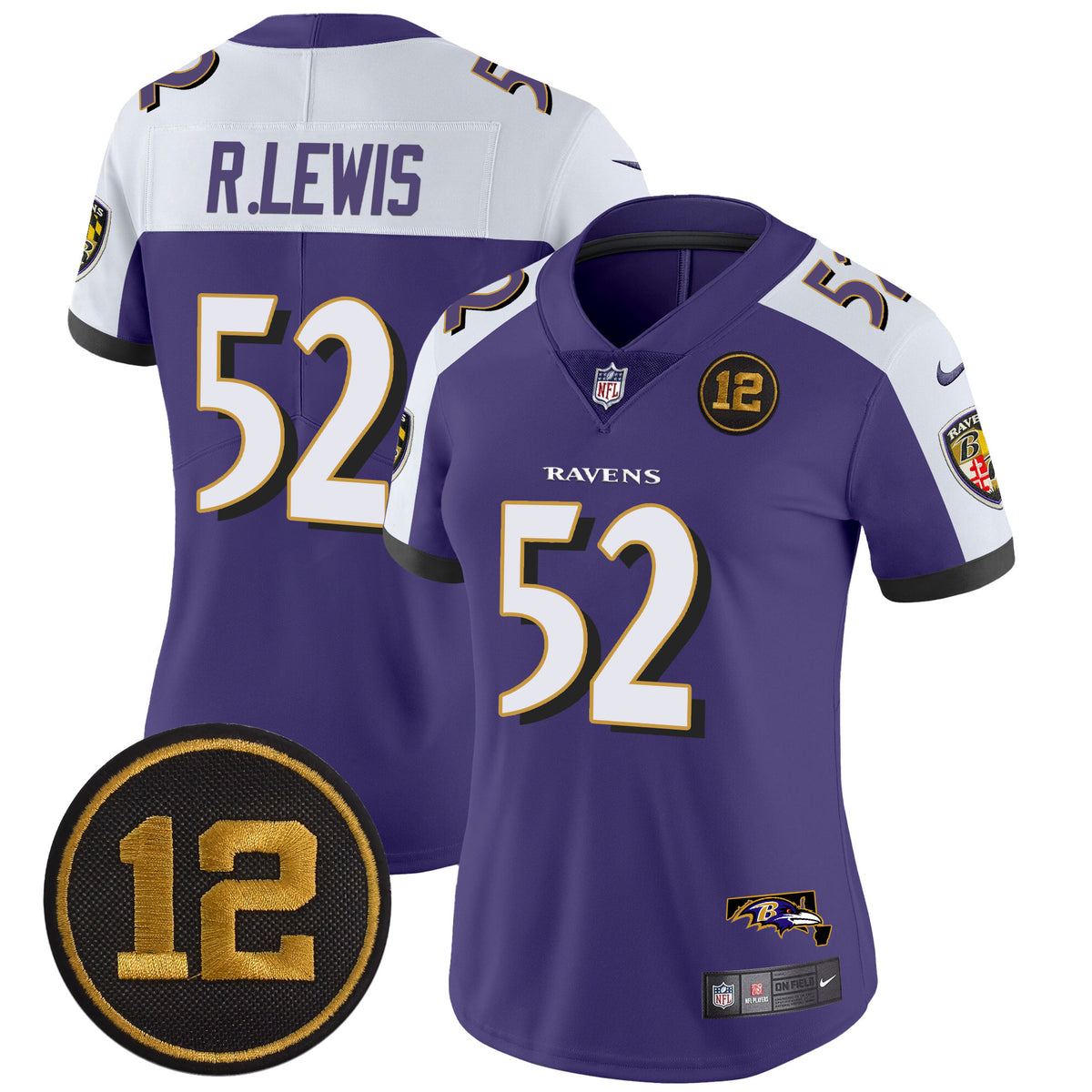 Women's Ravens Jacoby Jones Patch Vapor Limited Jersey - All Stitched - Purple Alternate - Ray Lewis — view 1