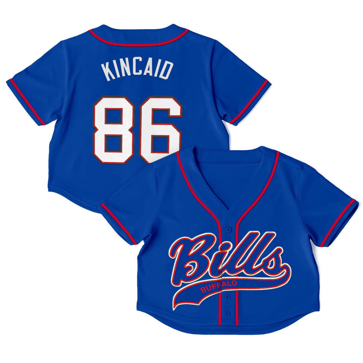 Buffalo Bills Crop Top Baseball Jersey - All Stitched - Dalton Kincaid — view 1