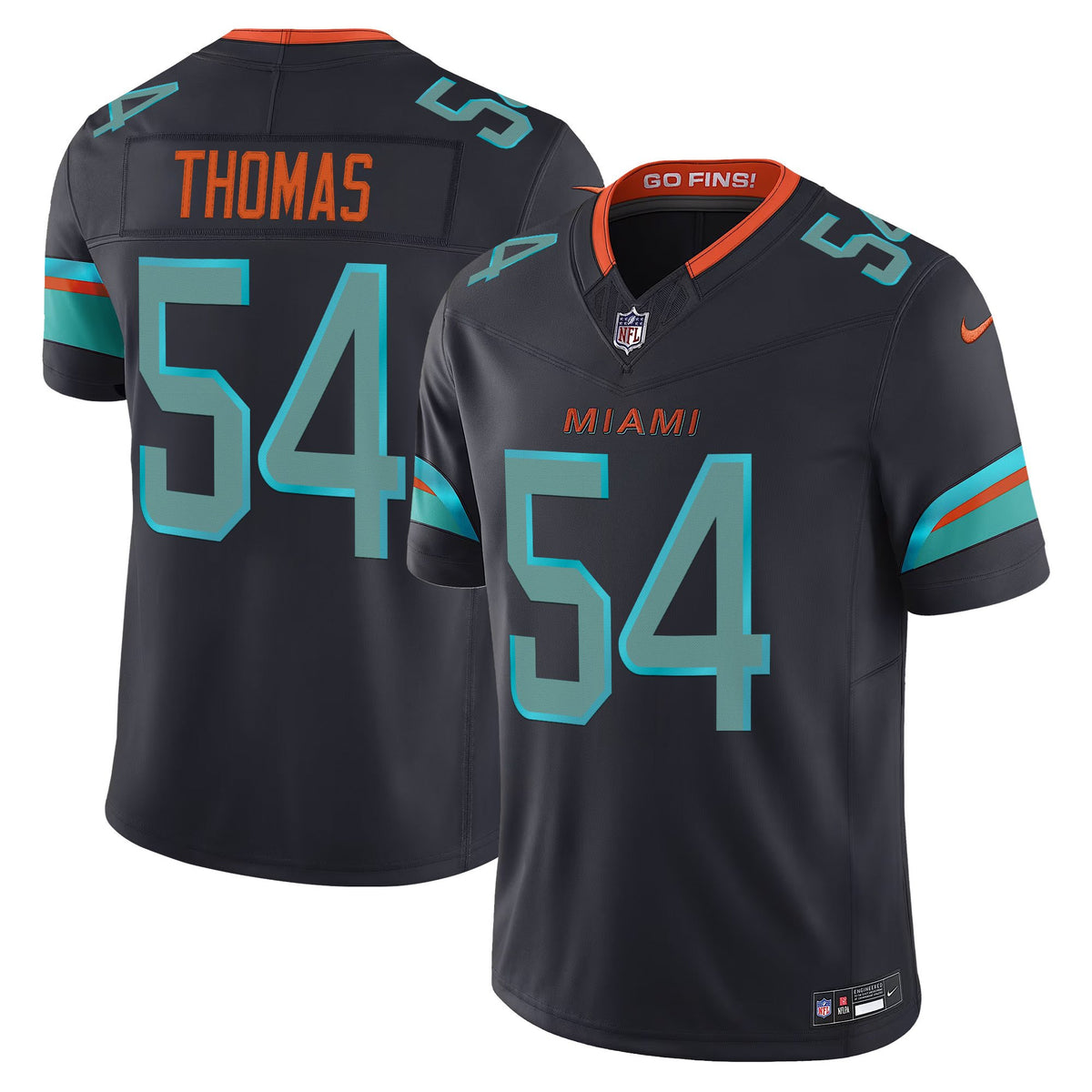 Men's Miami Dolphins 2025 Rivalries Vapor Limited Jersey - All Stitched - Dark Waters - Zach Thomas — view 1