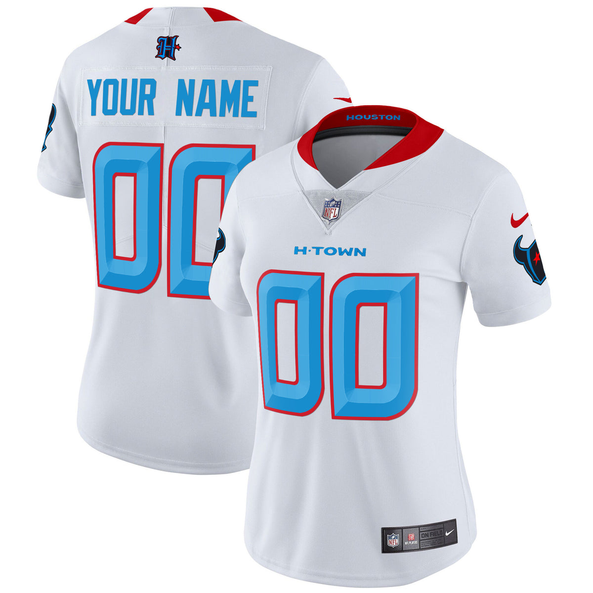 Houston Texans 2024 Vapor Limited Custom Jersey V2 - All Stitched - White — view 1