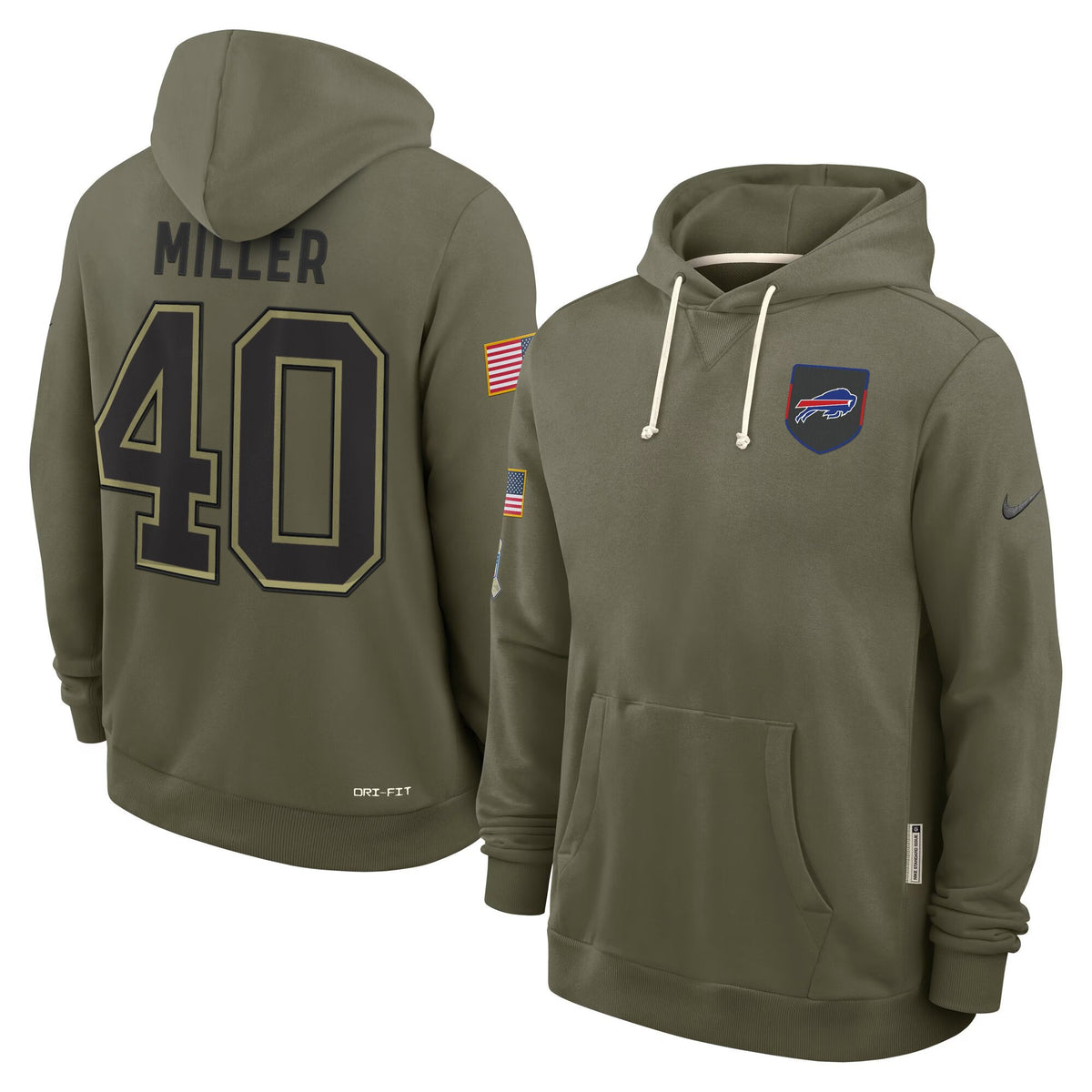Buffalo Bills 2025 Salute to Service Pullover Hoodie - All Stitched - Von Miller — view 1