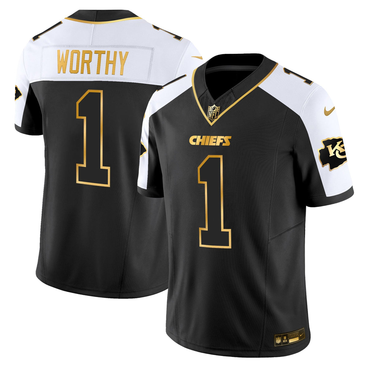 Men's Kansas City Chiefs 2025 Gold Vapor Limited Jersey - All Stitched - Alternate - Xavier Worthy — view 1