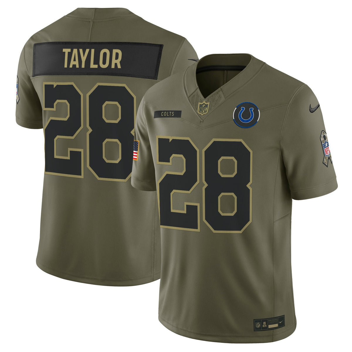 Indianapolis Colts 2025 Salute to Service Vapor Limited Jersey - All Stitched - Jonathan Taylor — view 1