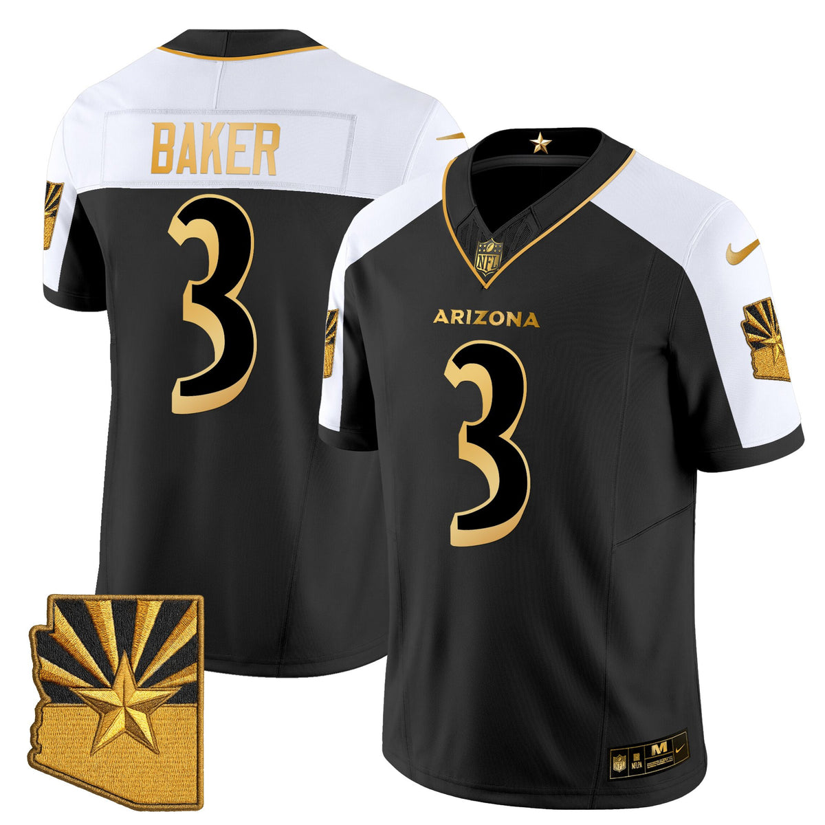 Men's Arizona Cardinals 2025 Rivalries Gold Vapor Limited Jersey - All Stitched - Alternate - Budda Baker — view 1