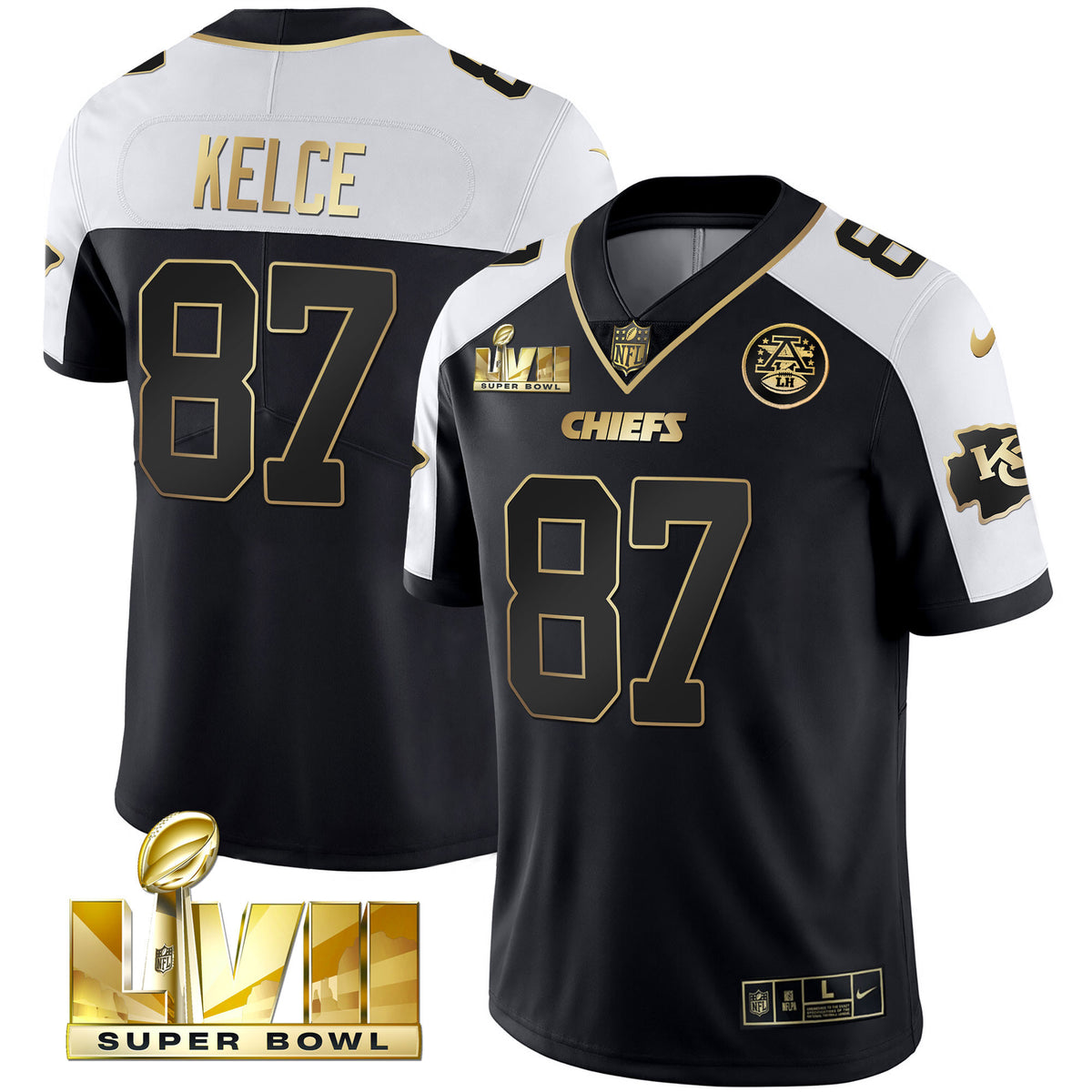 Men's Chiefs Super Bowl Vapor Gold Jersey - All Stitched - Alternate - Travis Kelce — view 1