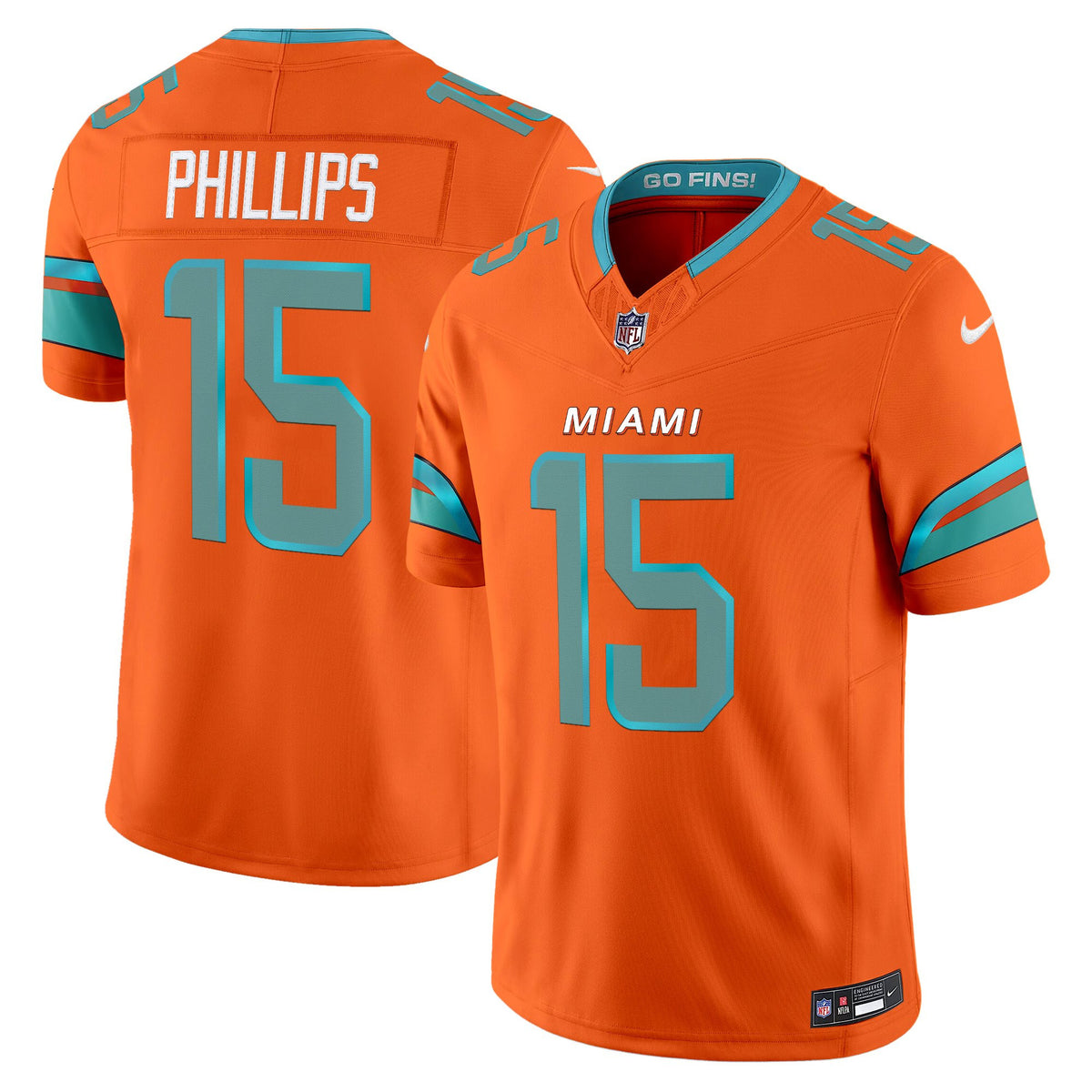 Men's Miami Dolphins 2025 Rivalries Vapor Limited Jersey - All Stitched - Orange - Jaelan Phillips — view 1