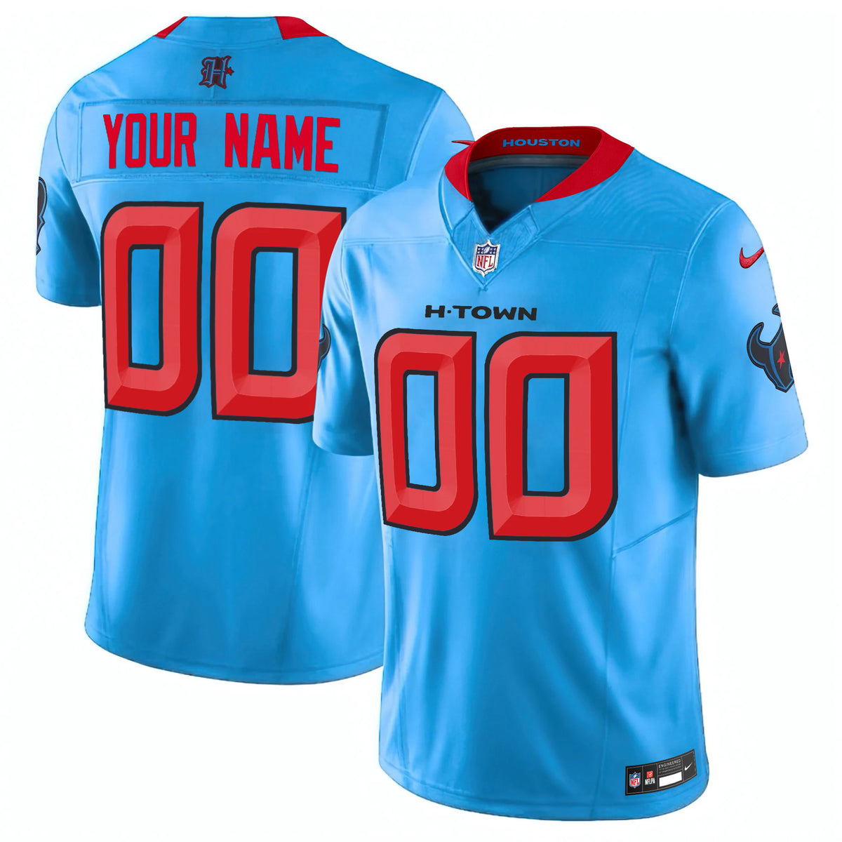 Houston Texans 2024 Vapor Limited Custom Jersey V2 - All Stitched - Blue — view 1