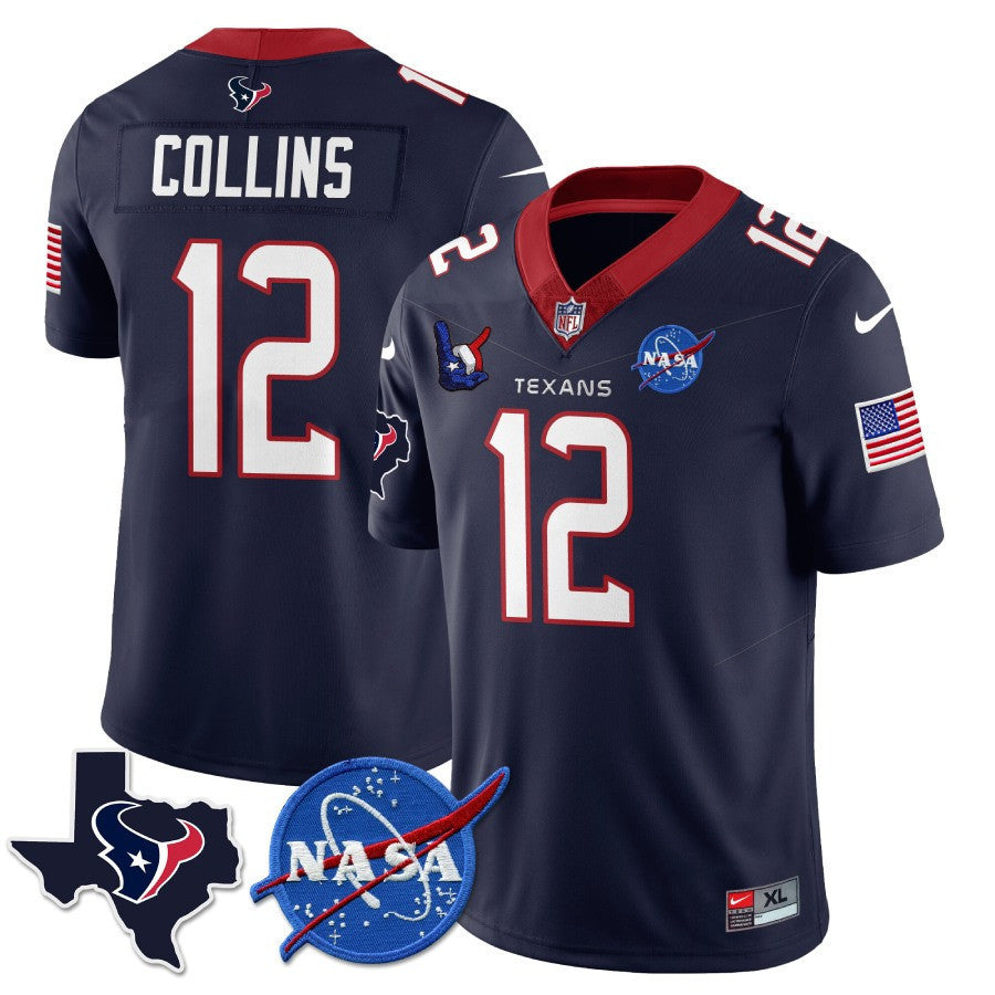 Men’s Houston Texans Nasa Patch City Edition Jersey - All Stitched - Nico Collins - Navy — view 1