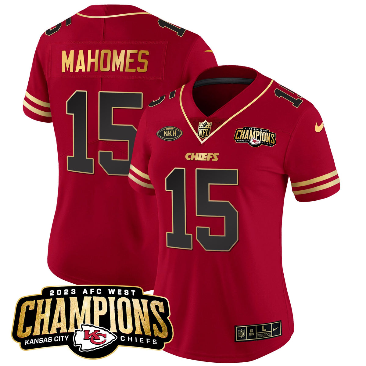 Women's Chiefs 2023 AFC West Champions Patch Vapor Limited Jersey - All Stitched - Black Red - Patrick Mahomes — view 1