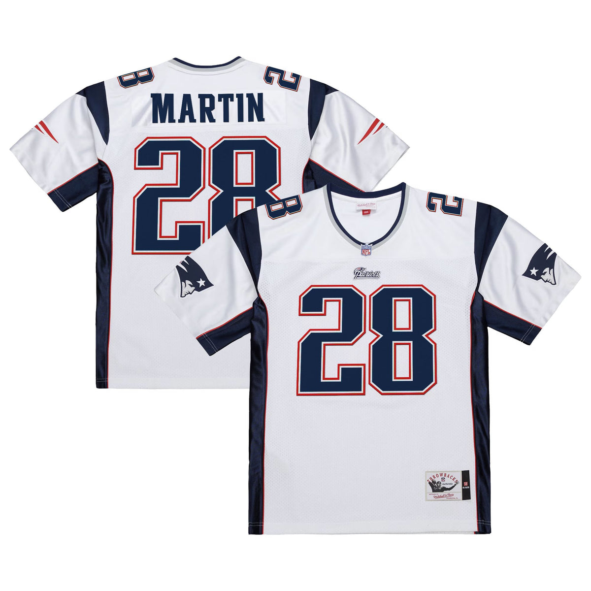 Men's New England Patriots Throwback Player Jersey - All Stitched - White - Curtis Martin — view 1