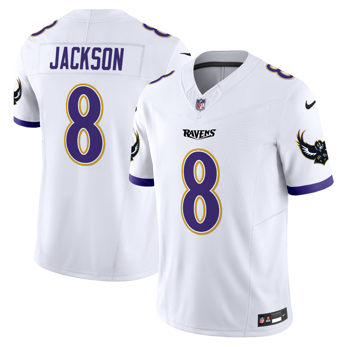 Men's Ravens Special Vapor Limited Jersey V2 - All Stitched - White - Lamar Jackson — view 1