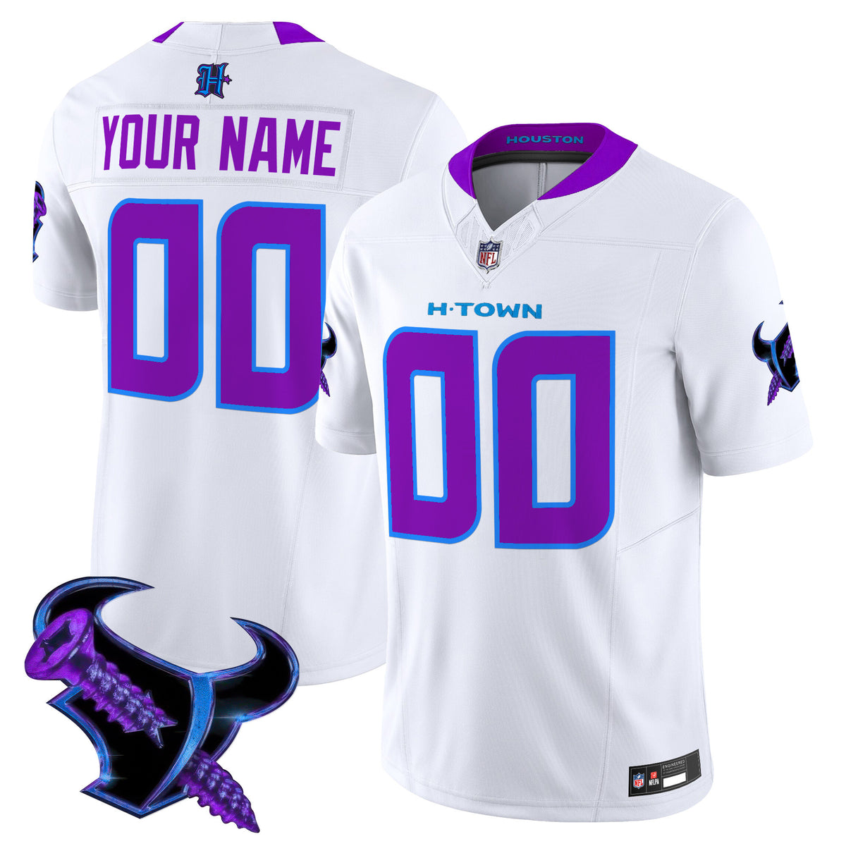 Houston Texans 2025 DJ Screw Vapor Limited Custom Jersey - All Stitched - White — view 1