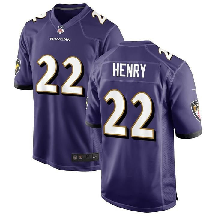 Derrick Henry #22 Baltimore Ravens Jersey - All Stitched - Purple — view 1