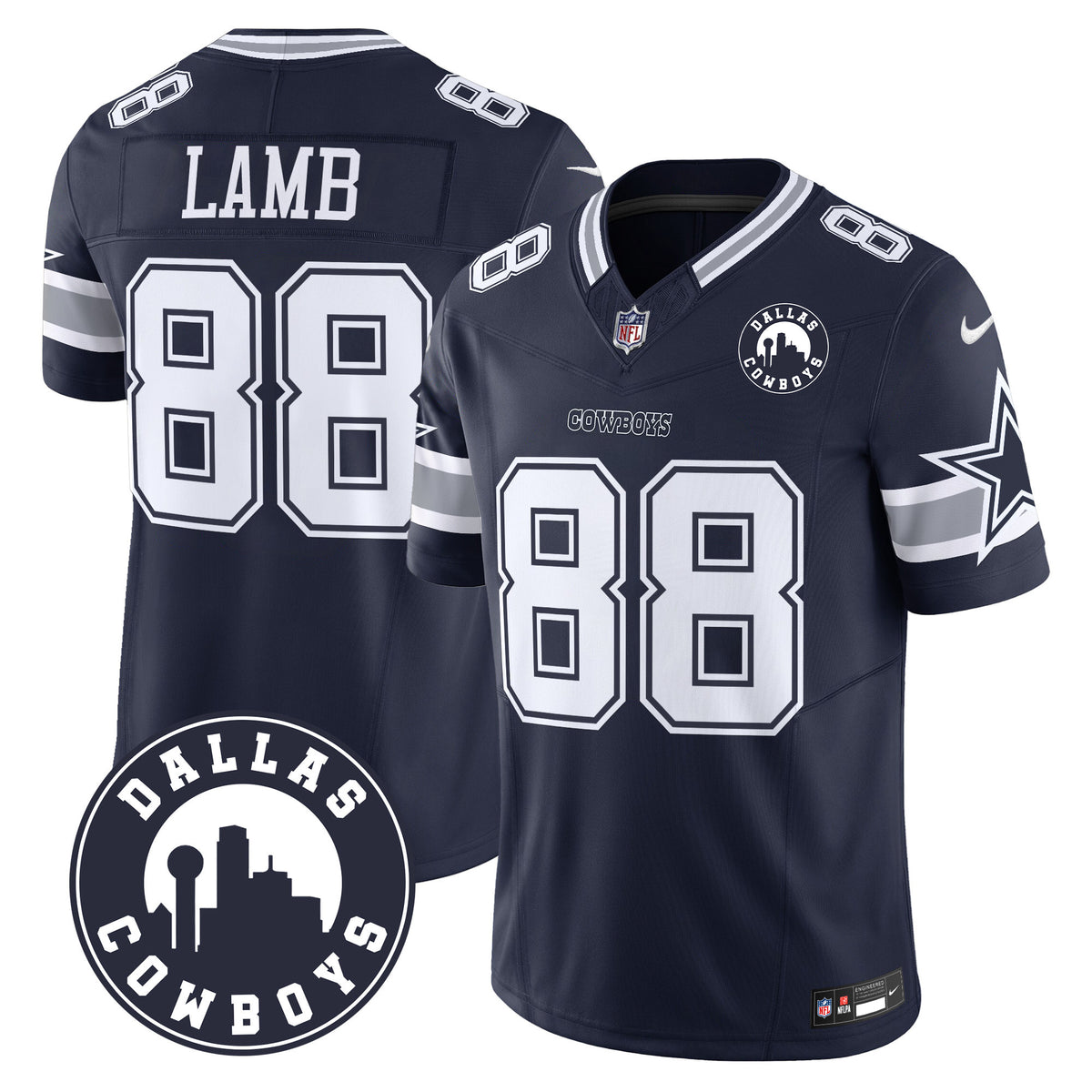 Men's Cowboys Dallas City Patch Vapor Limited Jersey - All Stitched - Navy - CeeDee Lamb — view 1