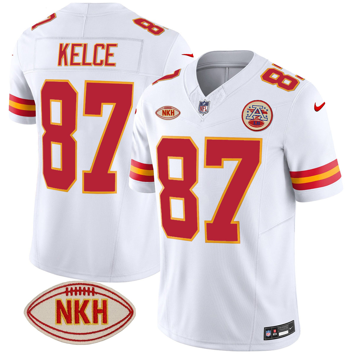 Men's Chiefs NKH Patch 2023 Vapor Limited Jersey - All Stitched - White - Travis Kelce — view 1