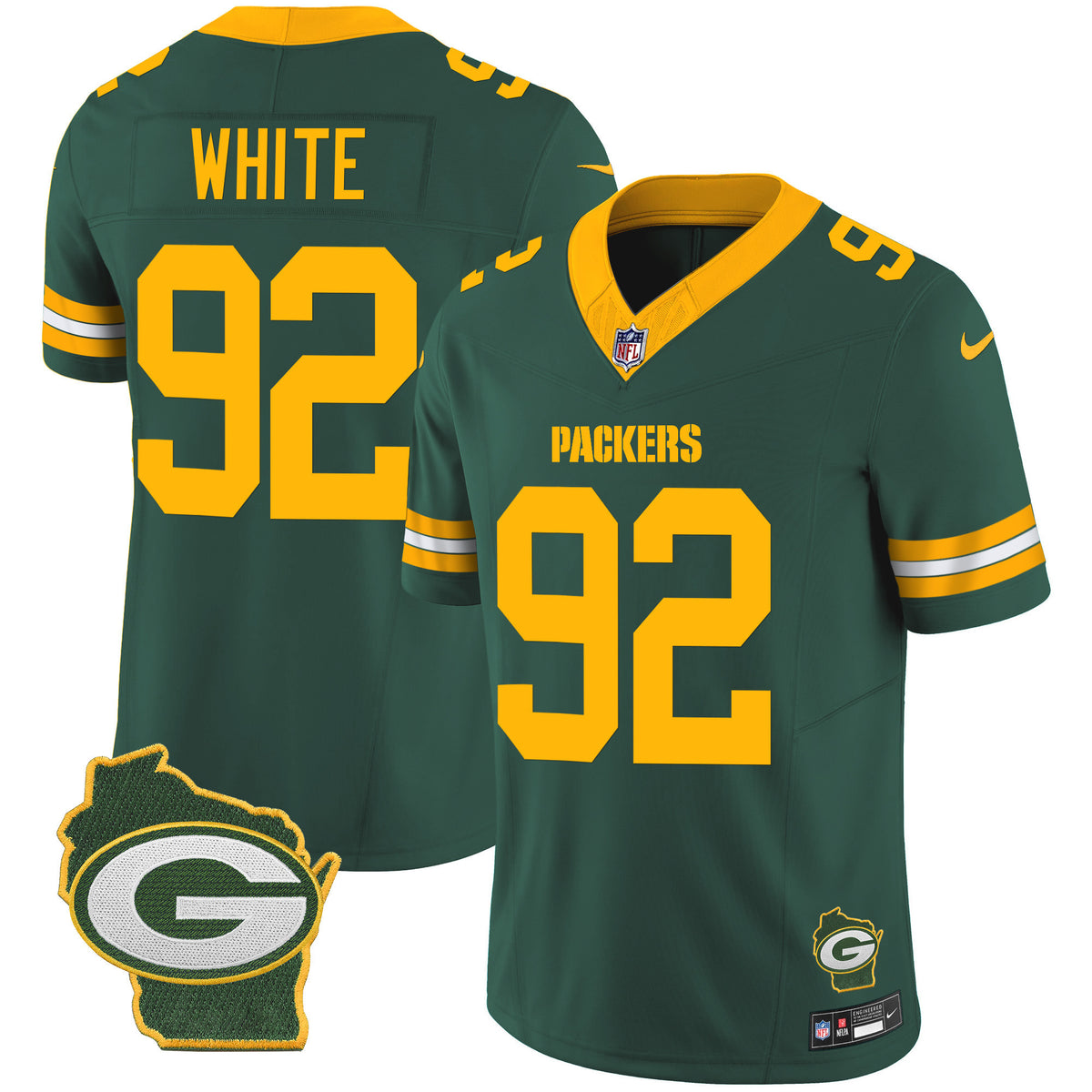 Men's Packers Home Patch Vapor Jersey V3 - All Stitched - Green - Reggie White — view 1