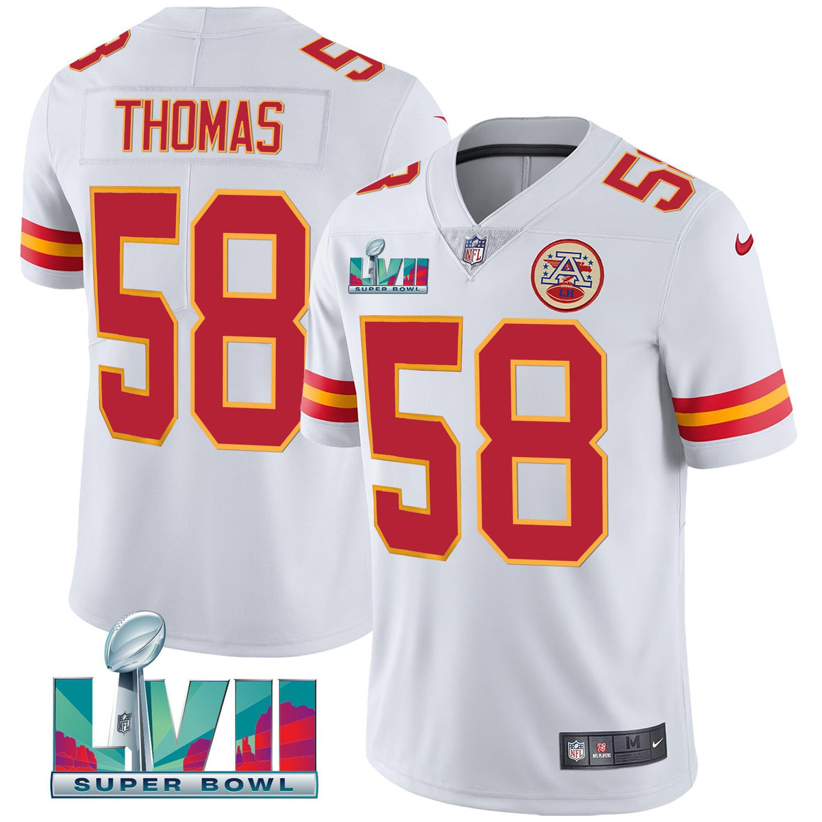 Men's Chiefs Super Bowl LVII Vapor Player Jersey - All Stitched - White - Derrick Thomas — view 1