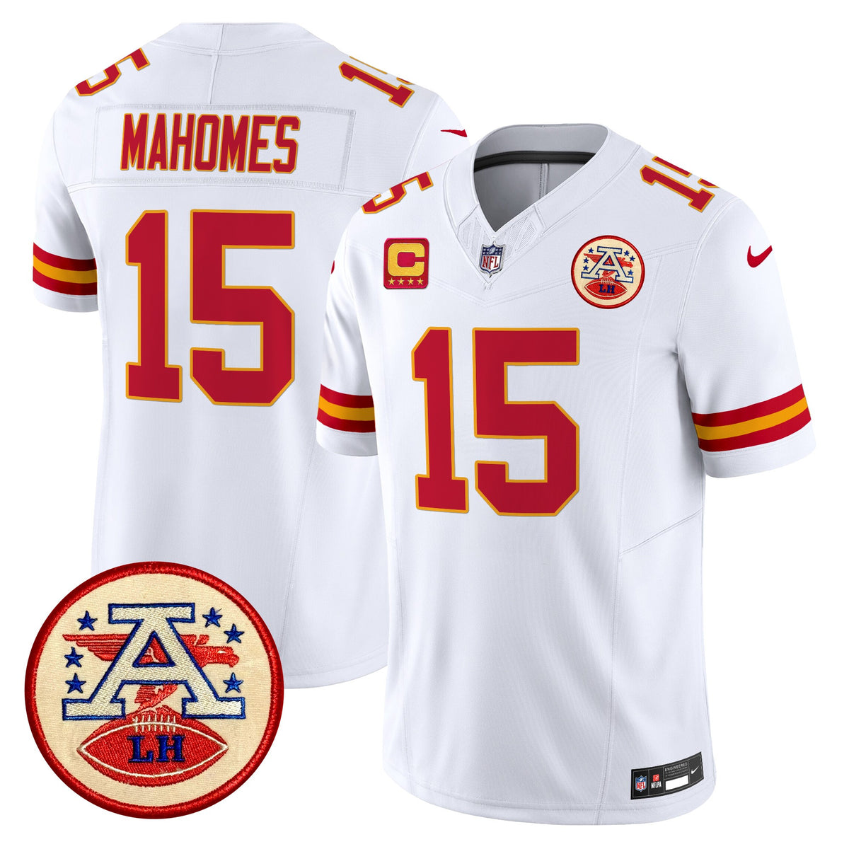 Men's Chiefs 2024 Lamar Hunt Patch Vapor Limited Jersey - All Stitched - White - Patrick Mahomes — view 1