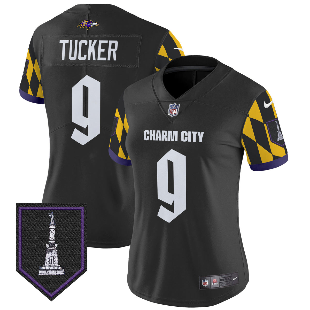 Women's Ravens City Edition Patch Vapor Limited Jersey - All Stitched - Black - Justin Tucker — view 1