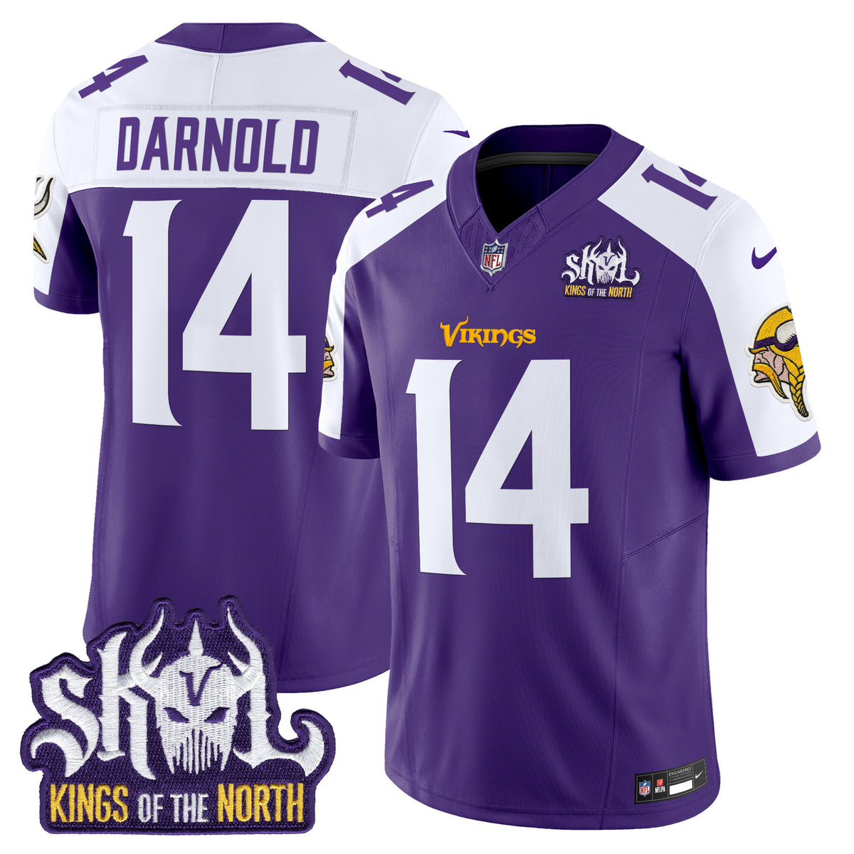 Men's Minnesota Vikings Kings Of The North Patch Vapor Limited Jersey - All Stitched - Purple Alternate - Sam Darnold — view 1