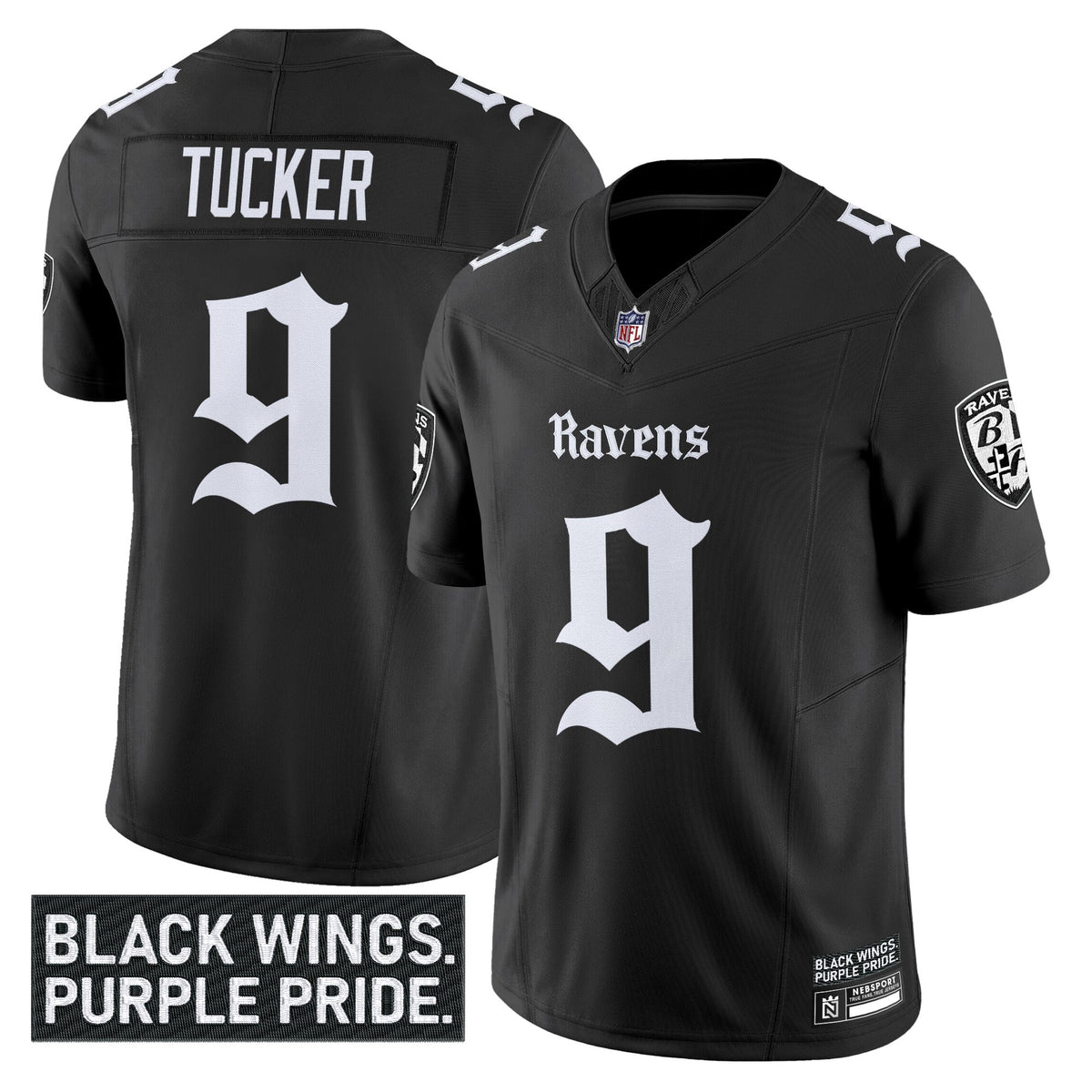 Men's Baltimore Ravens 'Gothic Nevermore Edition' Vapor Limited Jersey - All Stitched - Black - Justin Tucker — view 1