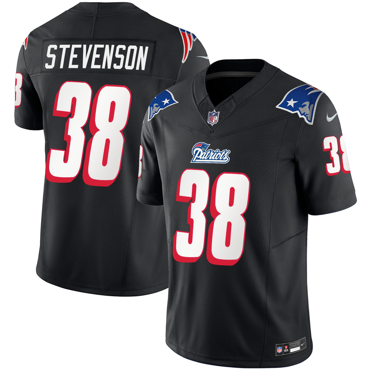 Men's Patriots 1996 Throwback Limited Vapor Jersey - All Stitched - Black - Rhamondre Stevenson — view 1