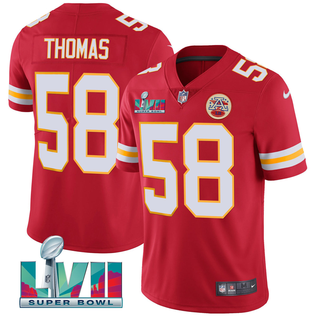 Men's Chiefs Super Bowl LVII Red Gold Vapor Jersey V2 - All Stitched - Red Special - Travis Kelce — view 1
