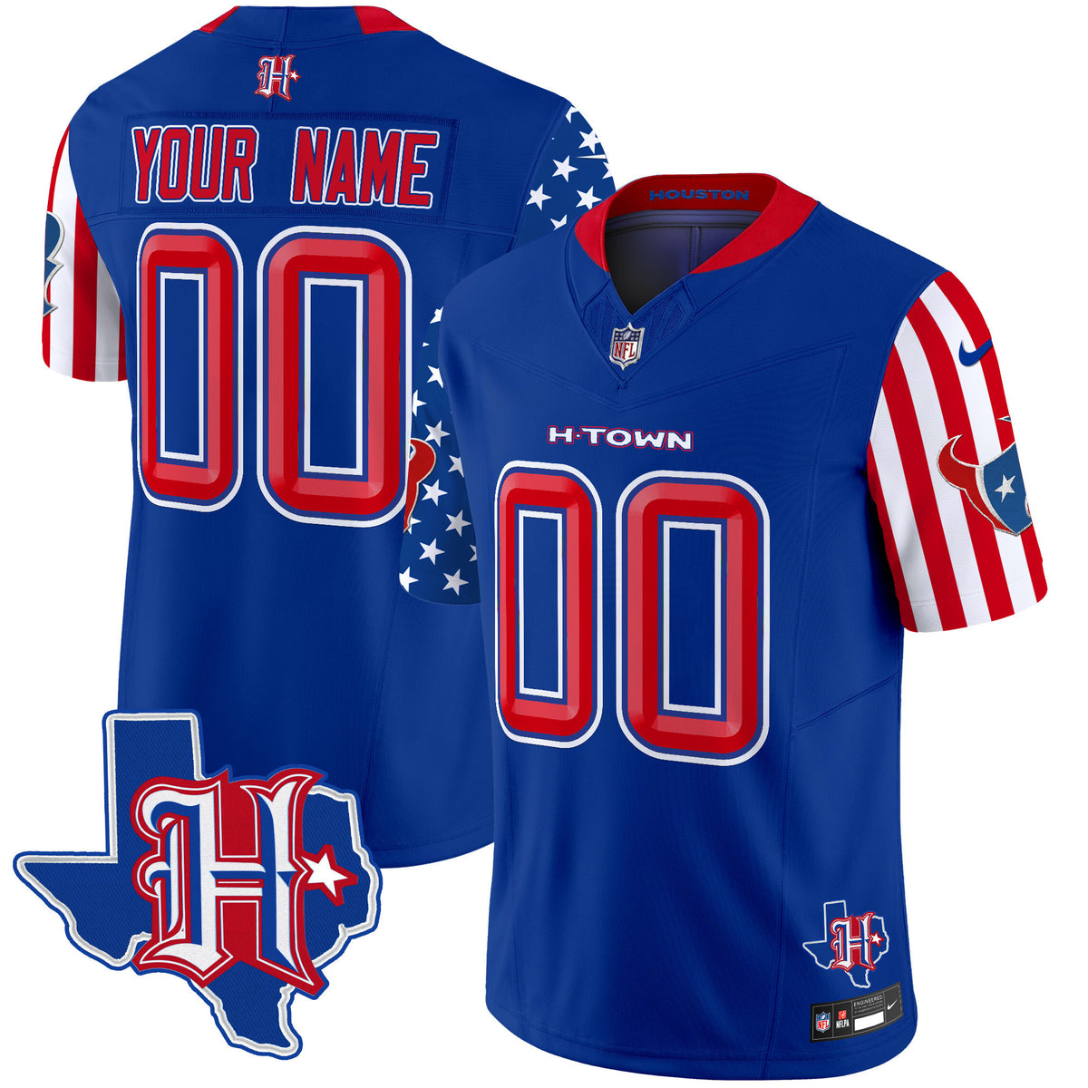 Houston Texans American Style Vapor Limited Custom Jersey - All Stitched - Royal — view 1