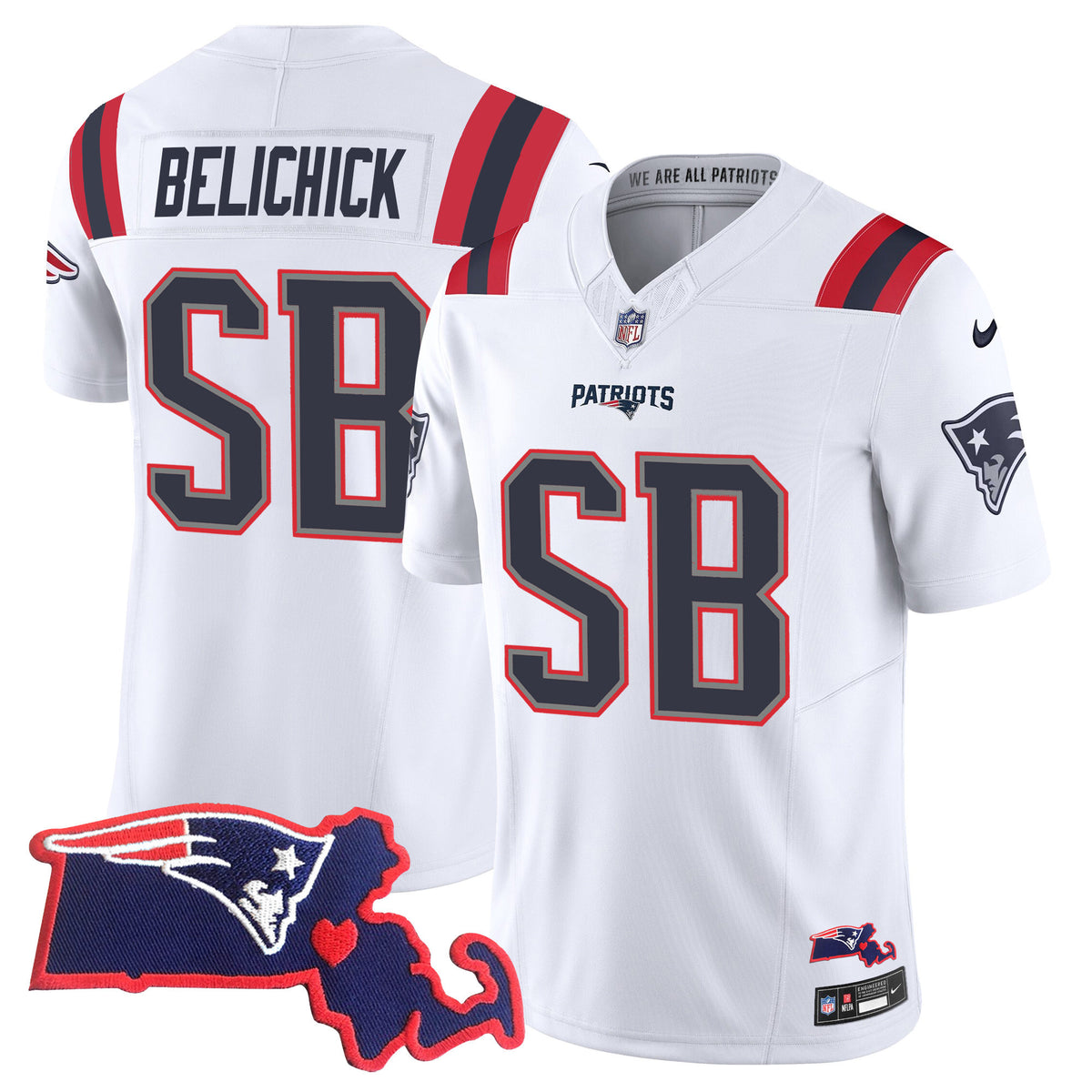 Women's Patriots Bill Belichick SB 36, 38, 39, 49, 51 Champions Vapor Jersey - All Stitched - White - Bill Belichick — view 1
