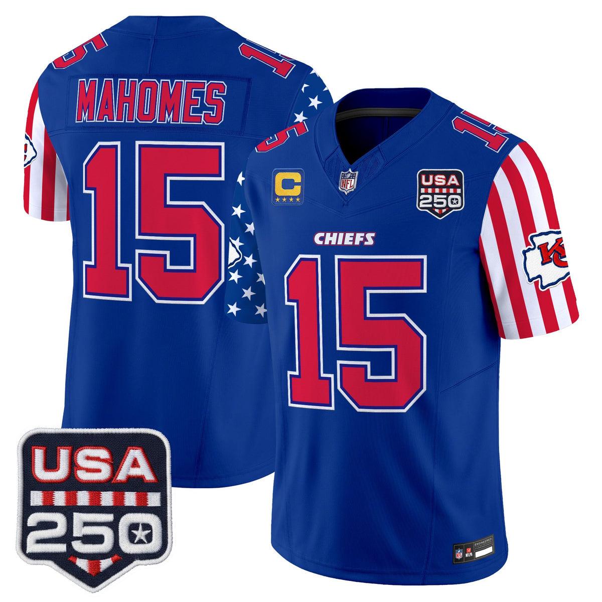 Men's Chiefs America 250 Edition Vapor Limited Jersey - All Stitched - Royal - Patrick Mahomes — view 1