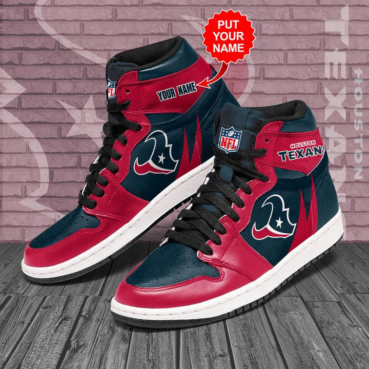 Houston Texans Custom Name - Red Blue Sneaker Boots — view 1