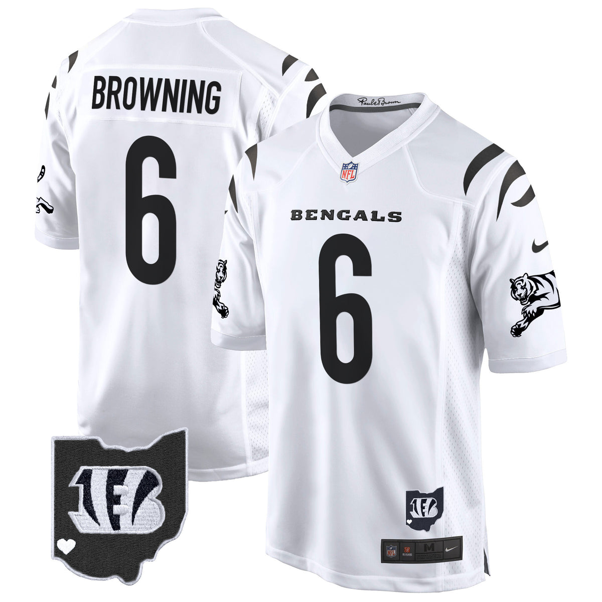 Men's Cincinnati Bengals 2024 Game Jersey - All Stitched - White Limited - Jake Browning — view 1