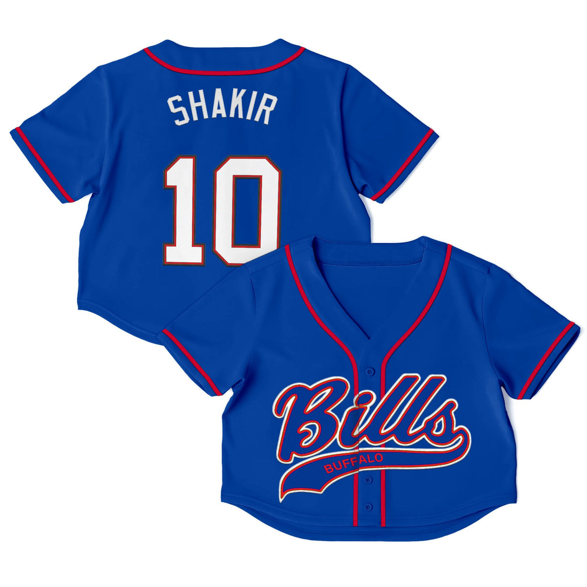 Buffalo Bills Crop Top Baseball Jersey - All Stitched - Khalil Shakir — view 1