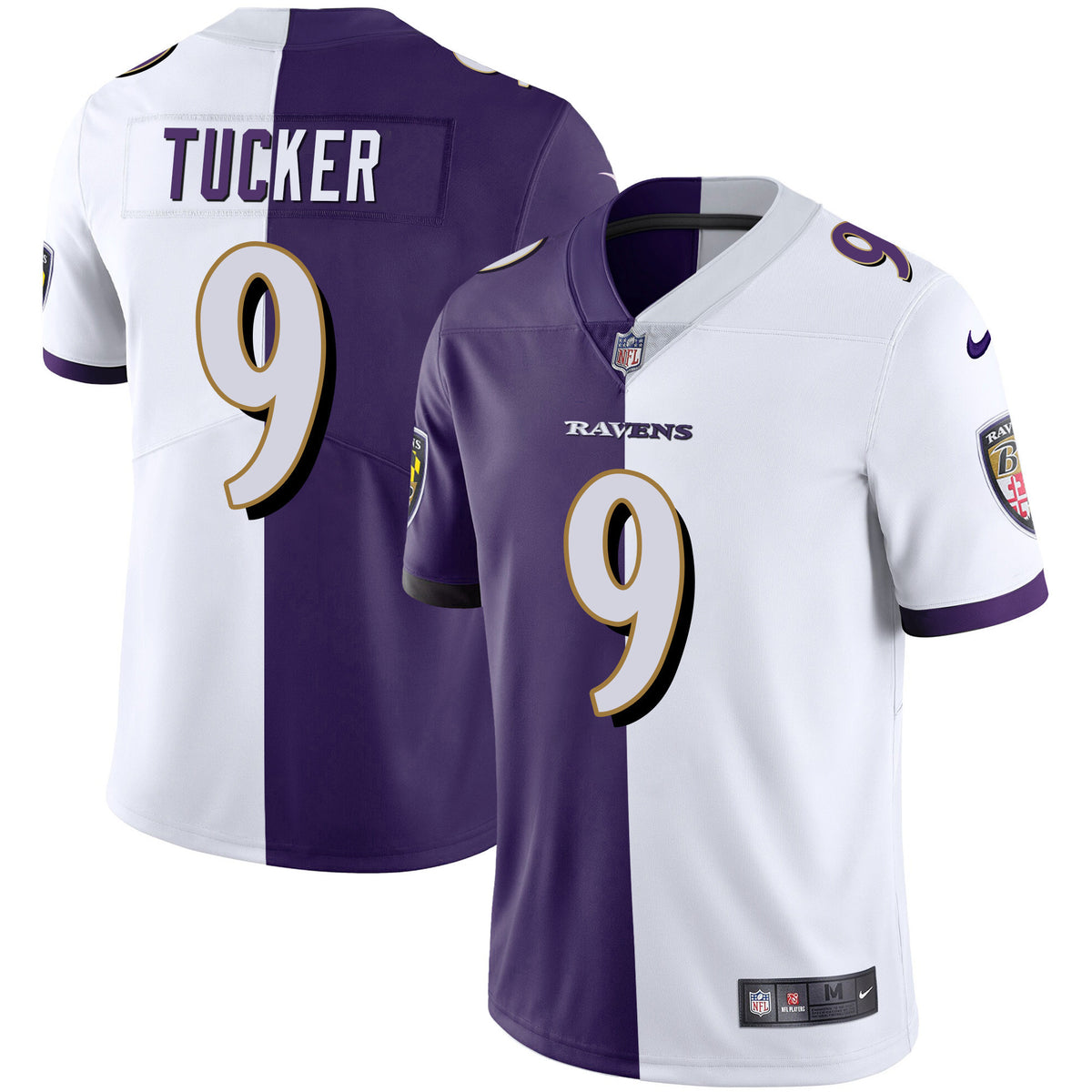 Men's Ravens Gold Vapor Jersey - All Stitched - Split - Justin Tucker — view 1