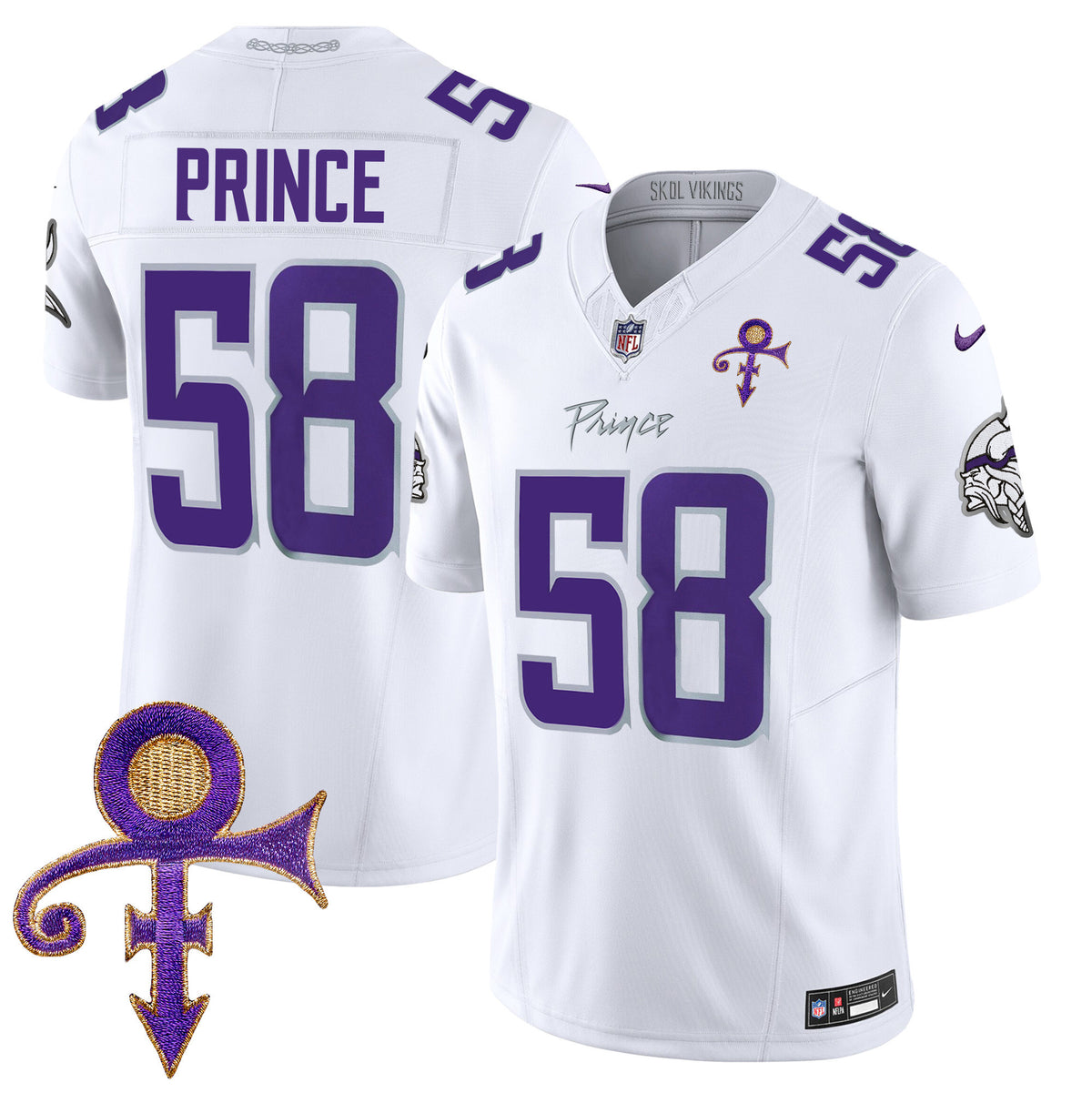Men's Minnesota Vikings 2024 Prince Vapor Limited Jersey - All Stitched - White Limited - Prince 1958 — view 1