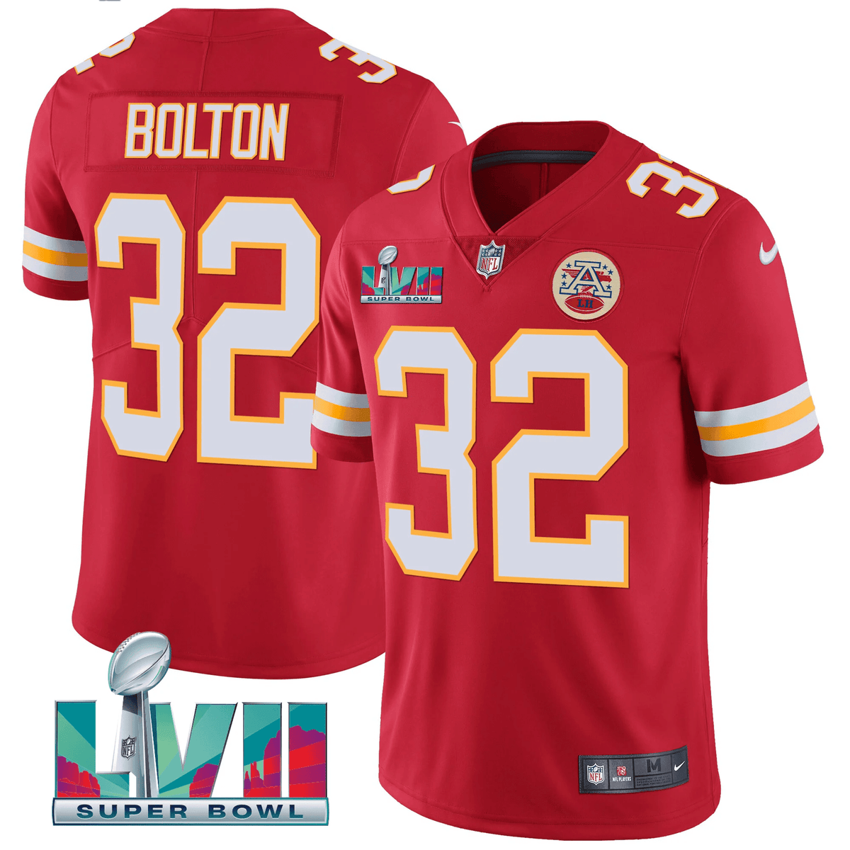 Men's Chiefs Super Bowl LVII Vapor Player Jersey - All Stitched - Red - Nick Bolton — view 1