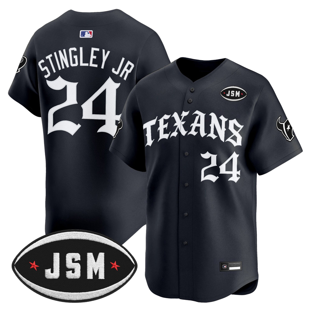 Men's Houston Texans 'Old English Edition' Vapor Premier Limited Jersey - All Stitched - Navy - Derek Stingley Jr — view 1