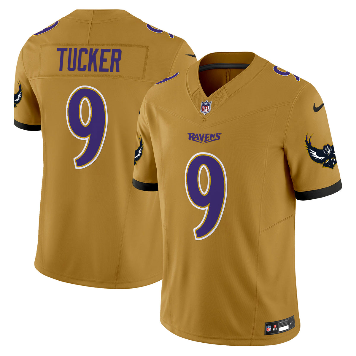 Men's Ravens Special Vapor Limited Jersey V2 - All Stitched - Gold - Justin Tucker — view 1