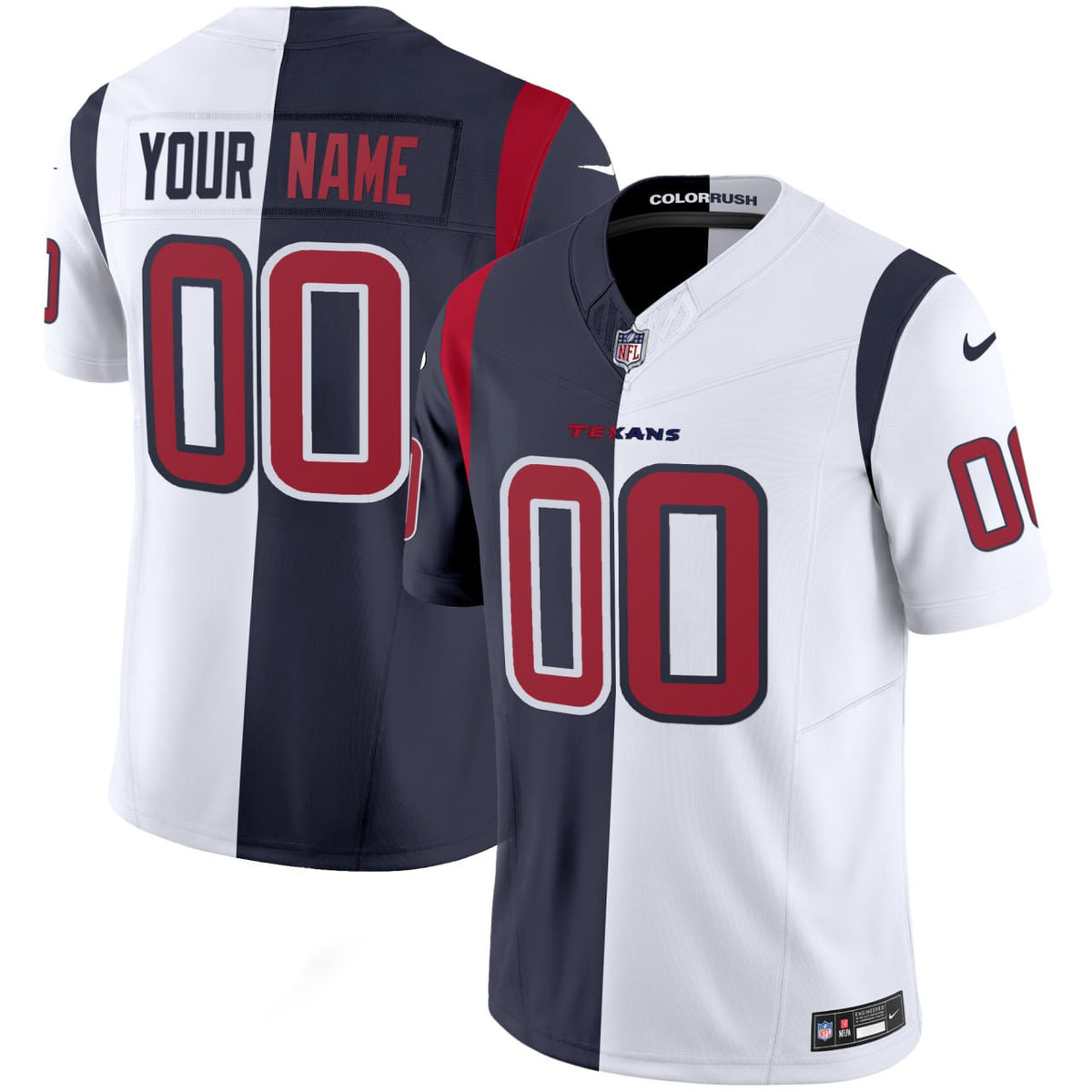 Houston Texans Split Home Away Jersey - All Stitched - Split — view 1