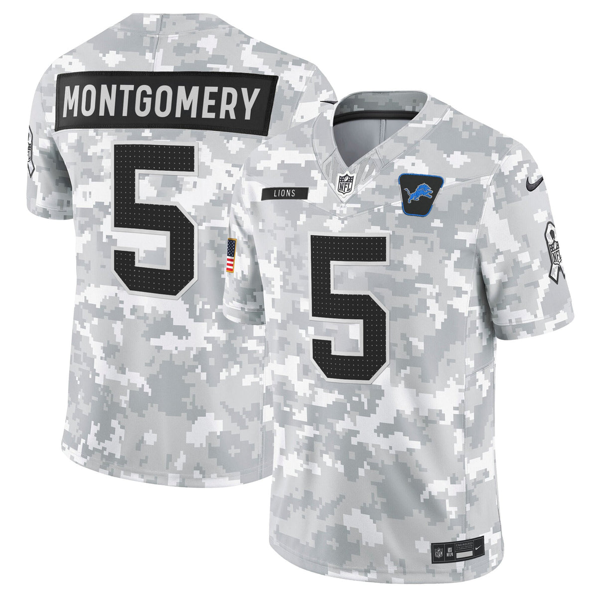 Men's Detroit Lions 2025 Salute to Service Vapor Limited Jersey - All Stitched - Arctic Camo - David Montgomery — view 1