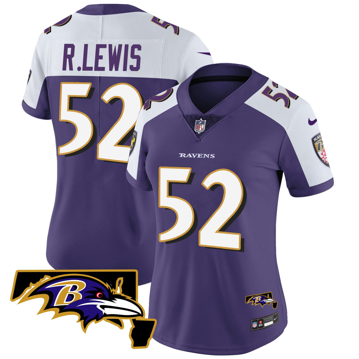 Women's Ravens Maryland Patch Vapor Limited Jersey - All Stitched - Purple Alternate - Ray Lewis — view 1