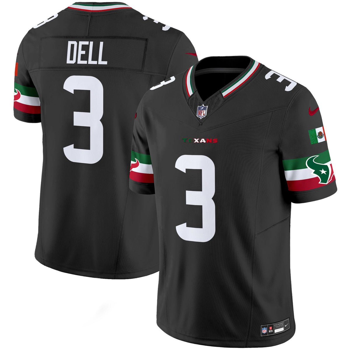 Men's Houston Texans Mexico Vapor Limited Jersey - All Stitched - Black - Tank Dell — view 1