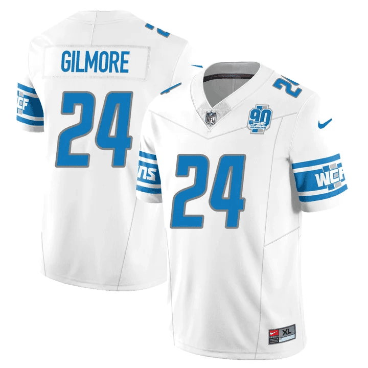 Men’s Detroit Lions 90th Year Patch Vapor Jersey V2 – All Stitched - White - Steven Gilmore — view 1