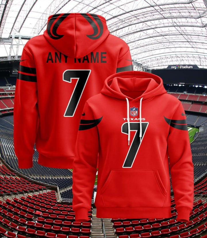 Houston Texans Pullover Custom Hoodie - All Stitched - Red — view 1